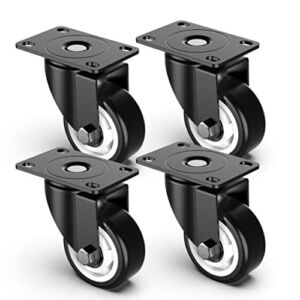 3 inch Swivel Caster Wheels, Heavy Duty Plate Casters with no Brakes Total Capacity 1000lbs (Pack of 4)