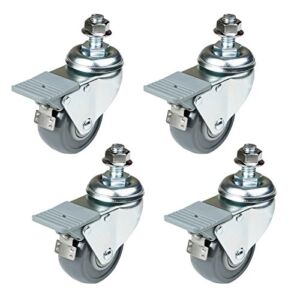 POWERTEC 17202 Dual Locking Swivel Caster Wheels Set of 4 with 400 lb Weight Capacity