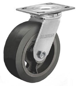 Albion 16MR06201S 16 Series Industrial Medium Duty Caster – 6″ x 2″ Mold-On Rubber on Iron Wheel Swivel Caster