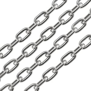 1/4 Inch x 13ft 304 Stainless Steel Coil Chain, 6mm x 4mThick Proof Coil Chain, Heavy Duty Metal Chain, 1322 lbs(600kg) WLL
