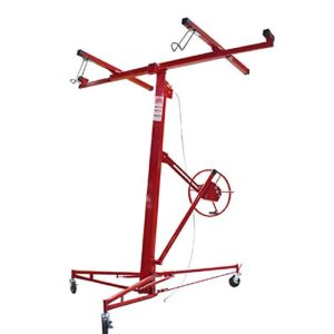 WFLNHB 16FT Drywall Lift Panel Hoist Jack Lifter Jack Rolling Caster Wheel Drywall Lift Construction Tool Red