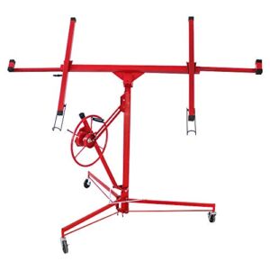 PMSW 11 Drywall Lift Rolling Panel Hoist Jack Lifter Construction Tools with Adjustable Telescopic Arm Lockable Caster Wheel, 150 lbs