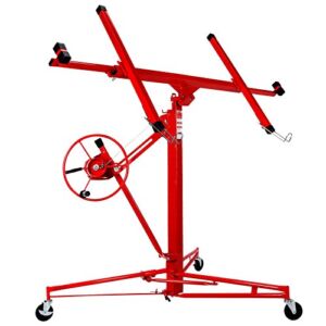 Artist Hand 11′ Drywall Lift Rolling Panel Hoist Jack Lifter Construction Caster Wheels Lockable Tool Red