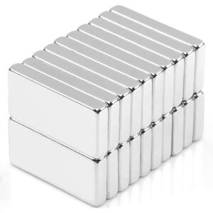 20Pcs Small Rare Earth Magnets Rectangular, Extra Strong Neodymium Bar Magnets Heavy Duty,20x10x3mm Magnets for Crafts Fridge Cruise Industrial Kitchen Tool Storage