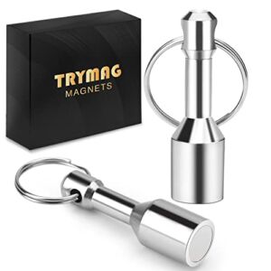 TRYMAG Keychain Magnets for Testing Brass, 2 Pack Neodymium Pocket Keychain with Strong Magnetic Rare Earth , Gold Silver Jewelry Test Magnet Hanging Keys Holder
