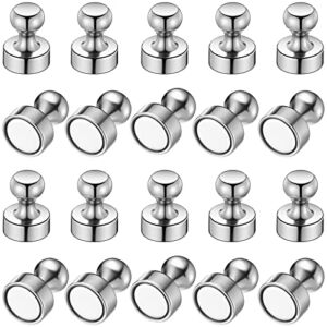 20 Pcs Metallic Magnets,Silver Magnetic Push Pins, Refrigerator Magnets, Brushed Nickel Push Pin Magnets Perfect for Fridge Magnets, Office Magnets, Whiteboard Magnets, Map Magnets