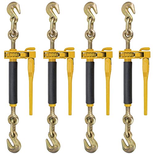 Peerless Ratchet Style Folding Handle Load Binder with 2 Grab Hooks – 12,000 Lbs. Safe Working Load (for 1/2 Inch Grade 70-3/8” Grade 80-3/8” Grade 100 – or 1/2 Inch Grade 80 Chain – Pack of 4) | The Storepaperoomates Retail Market - Fast Affordable Shopping
