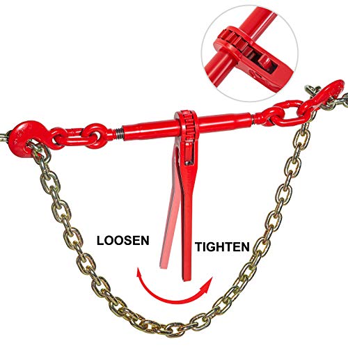 VEVOR Chain and Binder Kit 3/8in-1/2in, Ratchet Load Binders 9215lbs Working Strength, Ratchet Binders and Chains, 3/8in x 12ft Chains w/ G70 Hooks, for Truck, Tie Down, Hauling, Towing | The Storepaperoomates Retail Market - Fast Affordable Shopping