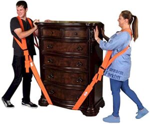 Forearm Forklift 2-Person Shoulder Harness and Moving Straps System, Lift Furniture, Appliances, or Item up to 800 lbs. Safe and Easy Like a Pro, 2 Harnesses and 2 Straps, Orange
