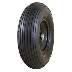 Marathon 20296 Easy Fit Wheelbarrow Tire + Wheel Assembly, Pneumatic, 4.0-6 – Quantity 1