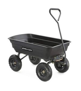 Gorilla Carts GOR4PS Poly Garden Dump Cart with Steel Frame and 10-in. Pneumatic Tires, 600-Pound Capacity, Black