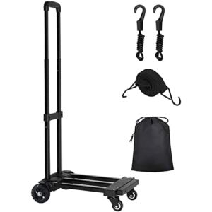 KEDSUM Folding Hand Truck, 220 lbs Heavy Duty Utility Cart with 4 Wheels Solid Construction, Portable Fold Up Dolly, Compact and Lightweight for Luggage, Personal, Travel, Moving and Office Use
