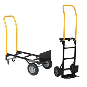 LUCKYERMORE Convertible Hand Truck Dual Purpose 2 Wheel Dolly Cart and 4 Wheel Push Cart with Swivel Wheels 330 Lbs Capacity Heavy Duty Platform Cart for Moving/Warehouse/Garden/Grocery