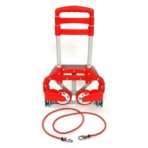 IBUBC Cart Folding Dolly Push Truck Hand Trolley Luggage Aluminium Bungee Cord Red,carry1