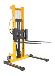Vestil VHPS-2000-AA Manual Hydraulic Hand Pump Steel Stacker with Adjustable Forks, 2000 lb. Capacity, 62″ Length x 54″ Width x 79″ Height, Yellow / fix height 79″ / fix length 62″