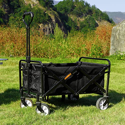 ZZZR Portable Folding Wagon with Drink Holders Garden Cart for Picnic Shopping Camping, Adjustable Handle, 360° Universal Wheel, Bearing About 60kg/130lbs | The Storepaperoomates Retail Market - Fast Affordable Shopping