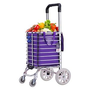 ZSCLLCQ Hand Trucks Folding Shopping Cart Groceries Practical Lightweight Stair Climbing Car with Rolling Rotating Wheel and Detachable Tarpaulin Bag Trolleys