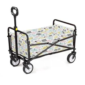 Collapsible Wagon Brush Stroke with Hand Drawn Curls Perfect Design for Posters Cards Adjustable Portable Utility Folding Cart with Wheels Outdoor Garden Shopping Camping Heavy Duty Grocery Wagon