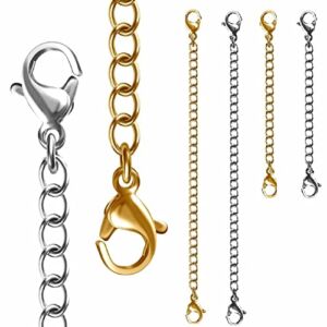 ZLYY 2-Pack Extender/Safety Chain Extender Necklace Bracelet Lobster Lock 3″ or 6″ (Color : Gold, Size : 3″)