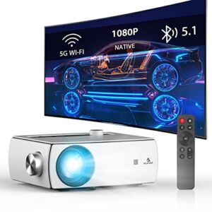 NexiGo WiFi Bluetooth Projector PJ10 [220ANSI] Native 1080P Movie Projector, Dolby_Sound Support, Remote, Compatible with Phone, Computer, HDMI, USB, AV Interfaces