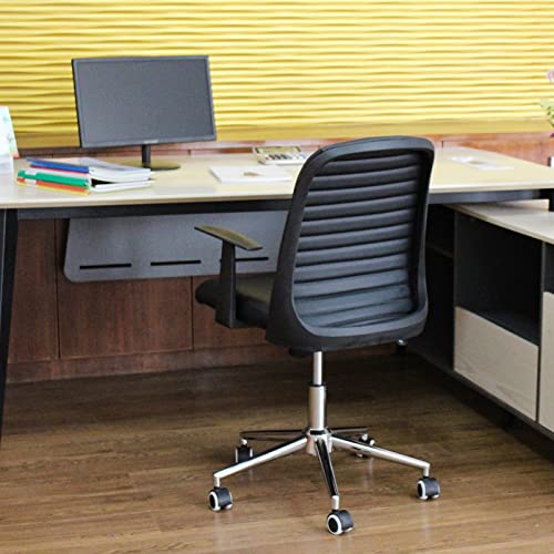Husbedom Mid-Back Home Office Desk Chairs with Wheels and Arm,Black PU Leather | The Storepaperoomates Retail Market - Fast Affordable Shopping