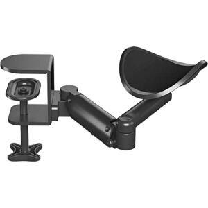 BONTEC Ergonomic Arm Rest Support Extender for Desk Armrest Pad Rotating Elbow Rest Holder (Black), Extendable & Adjustable, Aluminum Material
