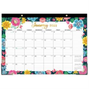 2023-2024 Desk Calendar – 18 Monthly Desk/Wall Calendar 2023-2024,16.8″ x 12″, Jan. 2023 – Jun. 2024, Thick Paper with Corner Protectors, Large Ruled Blocks – Flora