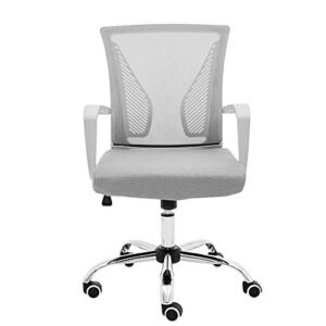 Modern Home Zuna Mid-Back Office Task Chair – Ergonomic Back Supporting Mesh Back Desk Chair (White/Gray)