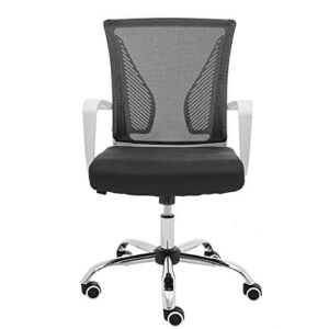 Modern Home Zuna Mid-Back Office Task Chair – Ergonomic Back Supporting Mesh Back Desk Chair (Pure White/Black)