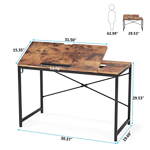 Tribesigns Drafting Table Drawing Desk Tiltable Tabletop Art Table Height Angle Adjustable Writing Desk Studio Desk with 2 Hooks for Painting Writing Studying and Reading | The Storepaperoomates Retail Market - Fast Affordable Shopping