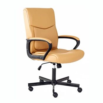 Hoxne Mid Back Office Chair, Adjustable Khaki PU Leather Executive Office Chair, Ergonomic Rolling Swivel Task Computer Chair with Armrest and Castersfor Home Office Use | The Storepaperoomates Retail Market - Fast Affordable Shopping
