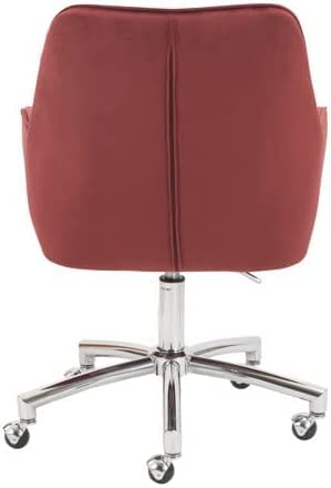 Home Office Chair, Modern Desk Chair Upholstered Linen Fabric Task Chair for Bedroom Living Room Adjustable Swivel Vanity Chair (Wine Red) | The Storepaperoomates Retail Market - Fast Affordable Shopping