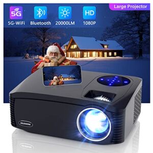 Native 1080P 5G WiFi Bluetooth Projector, AILESSOM 20000LM 450″ Display Support 4K Movie Projector, High Brightness for Home Theater and Business, Compatible with iOS/Android/TV Stick/PS4/HDMI/USB/PPT