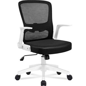 ComHoma Ergonomic Office Chair Desk Chair Swivel Mid Back Modern Comfortable Computer Task Mesh Office Chairs with Adjustable Arms and Lumbar Support,White