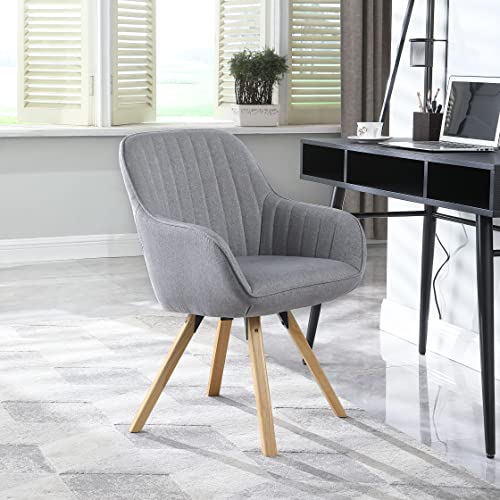 KithKasa Mid Century Modern Desk Chair No Wheels Swivel Accent Home Office Chair with Wood Legs for Living Room, Grey Fabric | The Storepaperoomates Retail Market - Fast Affordable Shopping