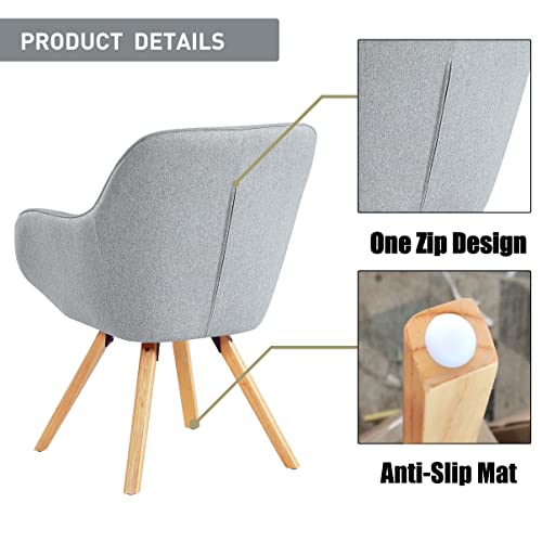 KithKasa Mid Century Modern Desk Chair No Wheels Swivel Accent Home Office Chair with Wood Legs for Living Room, Grey Fabric | The Storepaperoomates Retail Market - Fast Affordable Shopping