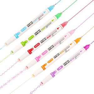 6PCS Flownwing Curve Highlighter Pen Set, Dual Tip Pens Highlighters, Curve Highlighter Pen for Kids, Colored Highlighters Markers for Writing, Drawing,Christmas Gifts, Birthday Gifts, School Gifts