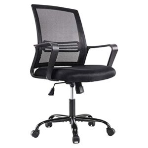 Smugdesk Ergonomic Mid Back Breathable Mesh Swivel Desk Chair with Adjustable Height and Lumbar Support Armrest for Home, Office, and Study, Black