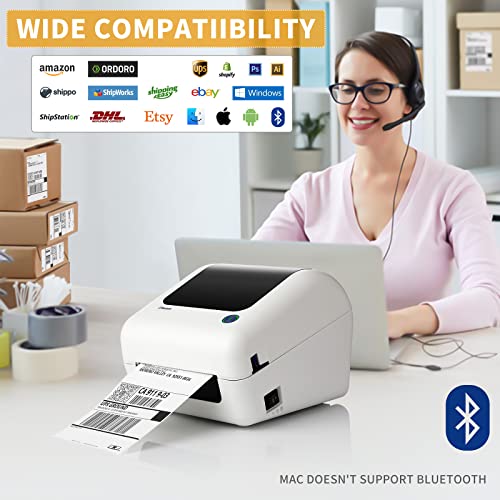 Bluetooth Thermal Shipping Label Printer – High Speed 4×6 Wireless Label Maker Machine, Support PC, Phone, USB for MAC, Compatible with Ebay, Amazon, Shopify, Etsy, USPS Barcode, Mailing | The Storepaperoomates Retail Market - Fast Affordable Shopping