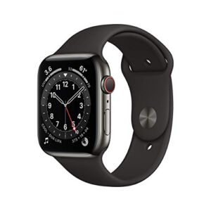 Apple Watch Series 6 (GPS + Cellular, 44mm) – Graphite Stainless Steel Case with Black Sport Band (Renewed)
