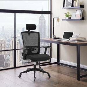WORKSMYTH Office Chair Ergonomic Chair, High Back Desk Chair, Mesh Gaming Chair with Retractable Armrest and Blade Wheels Lumbar Support Office Desk Chair