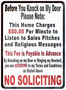 Tin Poster Metal Sign Before You Knock On My Door No Solici G 12″x8″ Wall Plaque Retro Vintage Signs