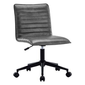 Duhome Leather Office Chair Armless Swivel Computer Desk Chair Task Chair Grey