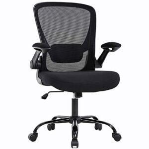 Home Office Chair Ergonomic Computer Desk Chair Mesh Adjustable Height Arbitrary Rolling Swivel Task Chair Executive Chair with Lumbar Support and Armrests for Women Adults, Black