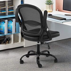 Ergonomic Office Chair, Mid Back Desk Chairs with Flip Up Armrests and Lumbar Support, Mesh Computer Chair with Adjustable Height and Mesh Rocking Back，5 Years Warranty