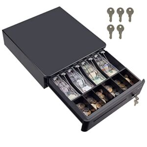 Tera 13″ Auto Open Cash Register Drawer Heavy Duty with Fully Removable Insert Tray 5 Keys 4 Bill 6 Coin Media Slot 12V RJ12 Key-Lock (Round Corner) for Point of Sale (POS) System Small Business 330R