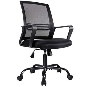 Office Chair, Mid Back Desk Chair, Ergonomic Home Office Desk Chairs, Mesh Computer Chair, Cute Swivel Rolling Task Chair with Lumbar Support and Armrests