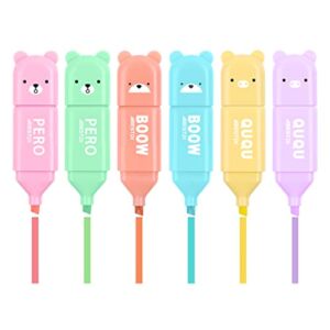 UMPE Novelty Cartoon Bear Highlighter Pens, Pastel Colors Highlighter Set, Chisel Tip Marker Pens for Adults Kids Students Planner Notes, Office School Supplies (6 Macaron Colors)
