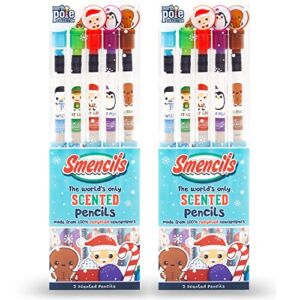 Scentco Holiday Smencils (2 Pack) – HB #2 Scented Fun Pencils, 5 Count – Stocking Stuffer, Gifts for Kids, School Supplies, Party Favors, Classroom Rewards