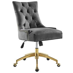 Modway Regent Tufted Performance Velvet Swivel Office Chair in Gold Gray